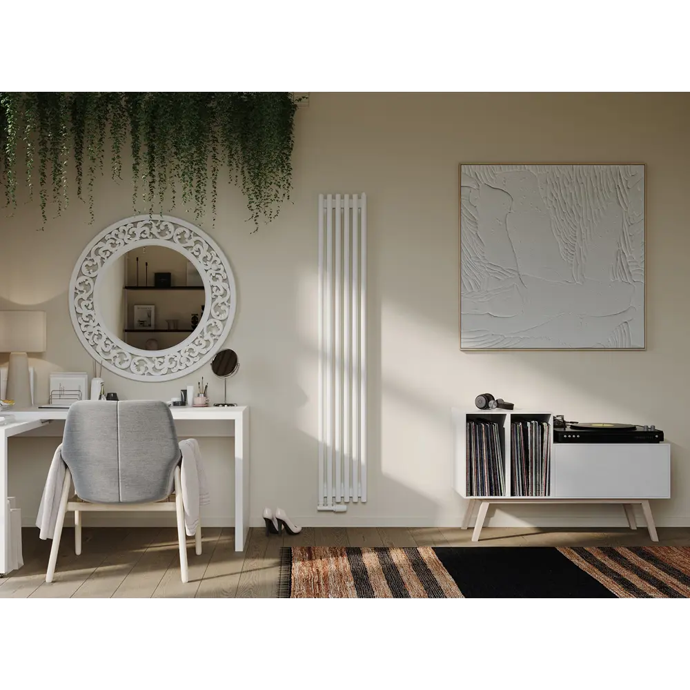 Фото 2 Радиатор трубчатый Guardo Torre 3D Aqua 3D-1800-05 NK-VER-L R9016(M) 50/23.2 5 секций нижнее подключение сталь цвет белый матовый