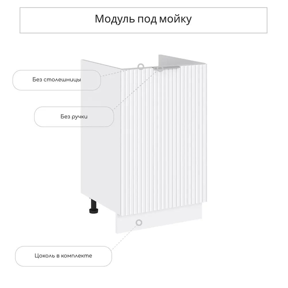 Фото 3 Напольный шкаф под мойку Сурская мебель Айленд Сиэль ян 50x81.6x47.4 см ЛДСП цвет белый Фото 3 Напольный шкаф под мойку Сурская мебель Айленд Сиэль ян 50x81.6x47.4 см ЛДСП цвет белый