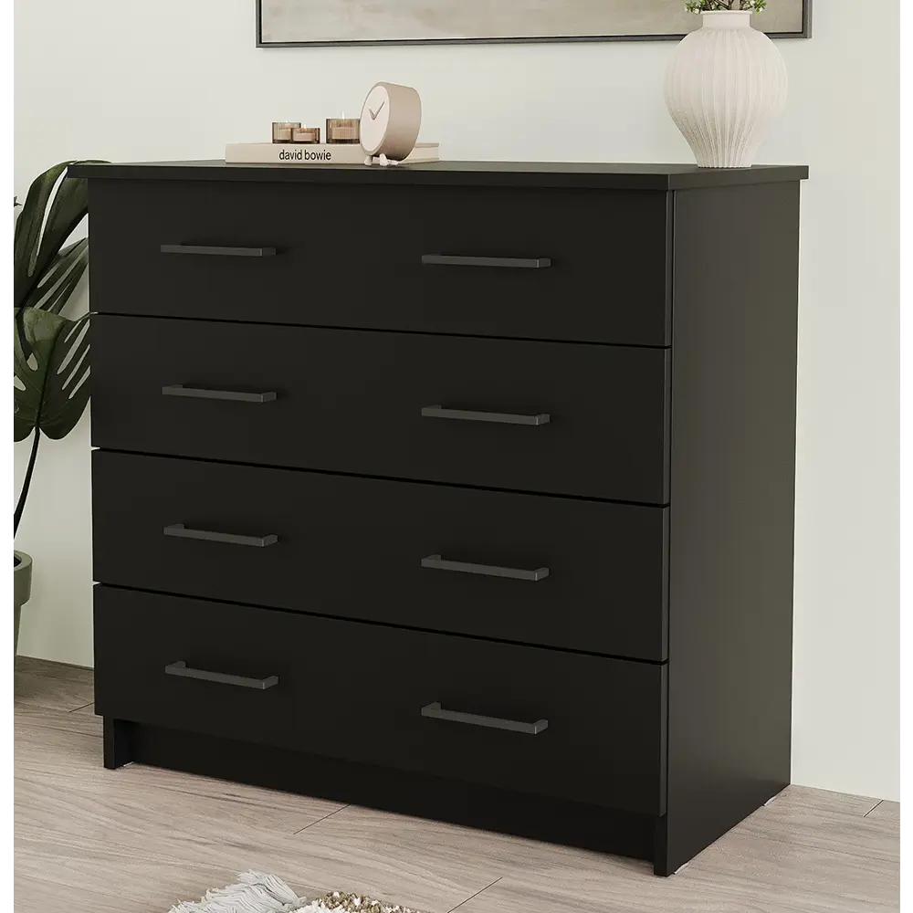 Фото Комод Letta Malta plus 4 ящика 75x40x72 см ЛДСП цвет черный