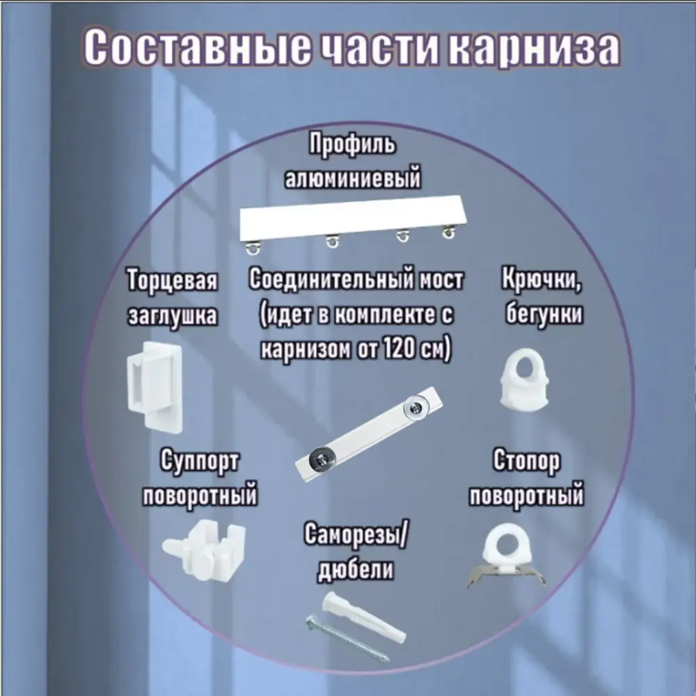 Фото 3 Карниз для штор профильный алюминиевый KarnizPRO однорядный 120 см с пристенным кронштейном 10 см белый Фото 3 Карниз для штор профильный алюминиевый KarnizPRO однорядный 120 см с пристенным кронштейном 10 см белый