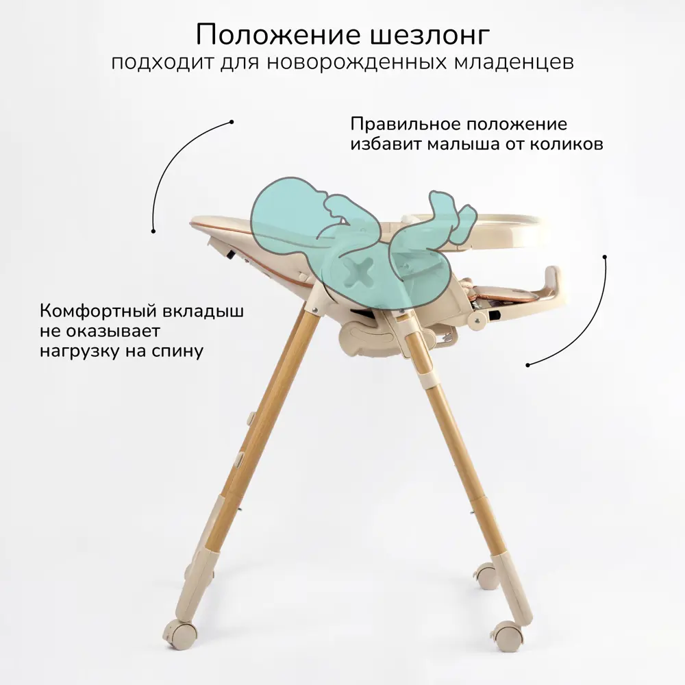 Фото 3 Стул для кормления Amarobaby Elegant 53x105x75 см искусственная кожа цвет бежевый Фото 3 Стул для кормления Amarobaby Elegant 53x105x75 см искусственная кожа цвет бежевый