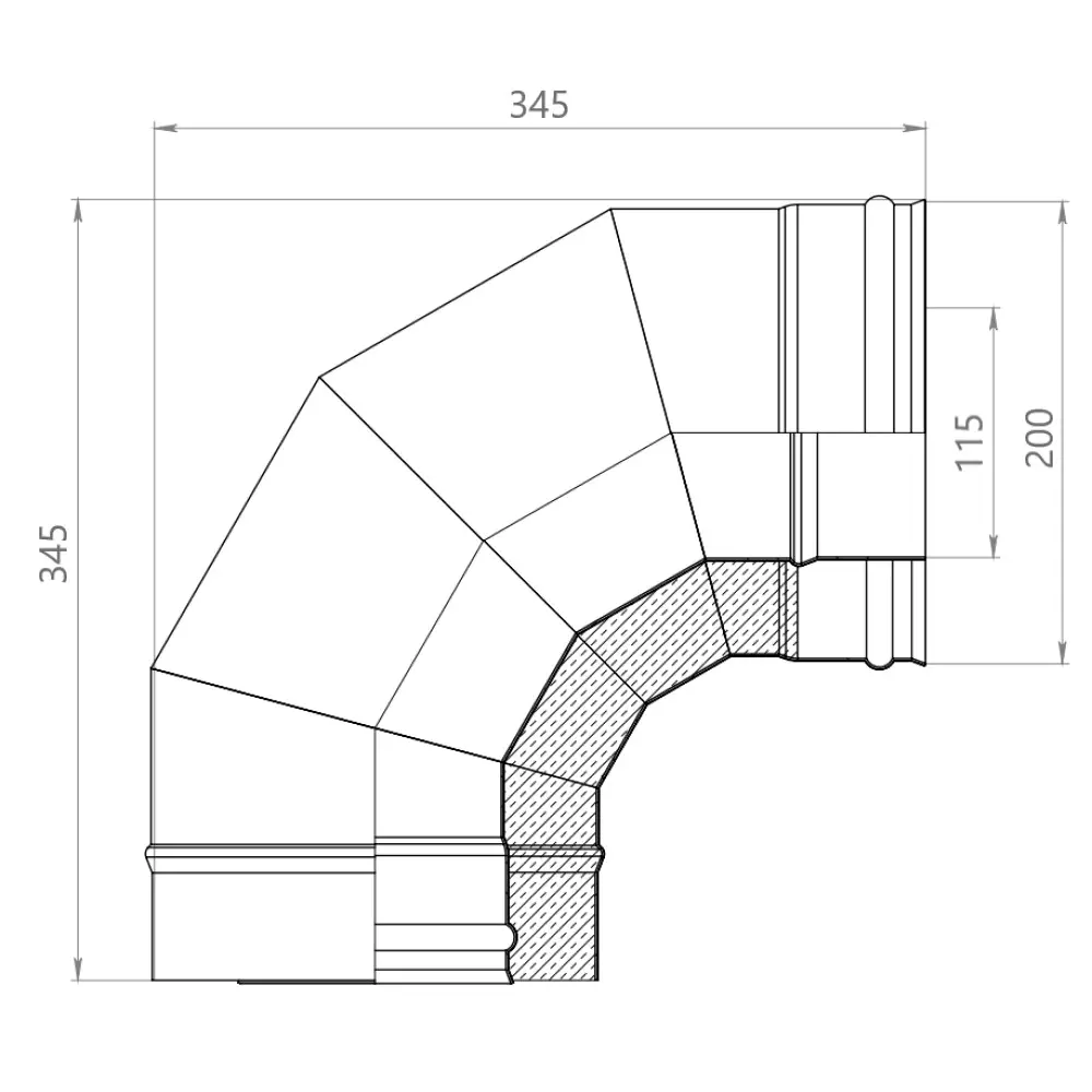 Фото 4 Сэндвич-колено Металлик и Ко 90° 430/оцинкованная сталь/0.5 мм D115x200 мм Фото 4 Сэндвич-колено Металлик и Ко 90° 430/оцинкованная сталь/0.5 мм D115x200 мм