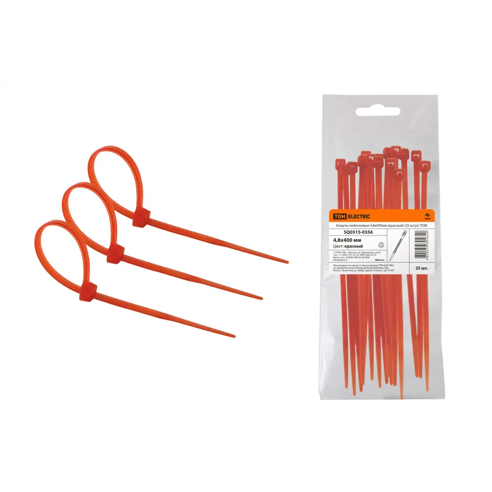 Фото Кабельная стяжка Tdm electric 4.8x400 мм нейлон цвет красный 25 шт. Фото Кабельная стяжка Tdm electric 4.8x400 мм нейлон цвет красный 25 шт.