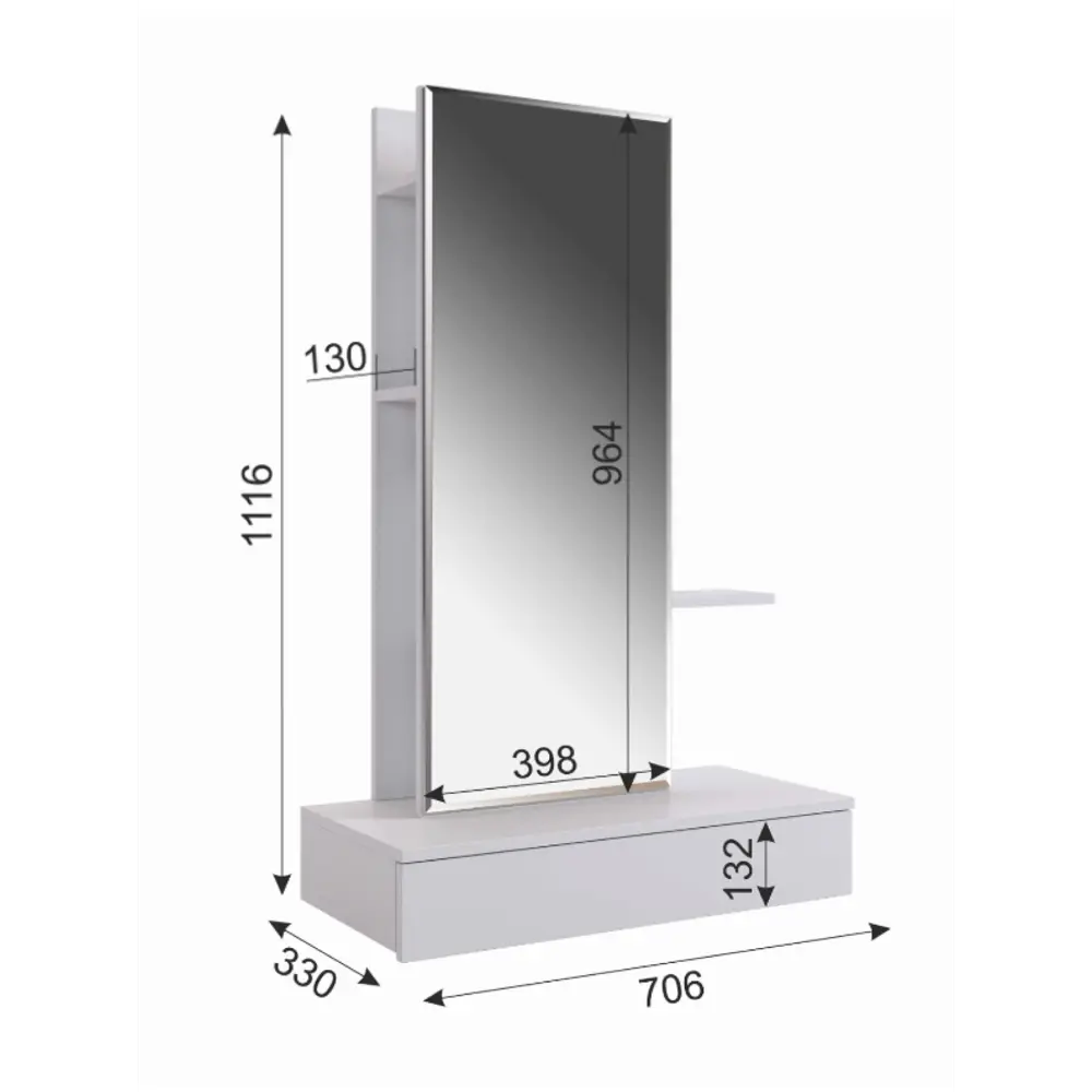 Фото 2 Туалетный столик с зеркалом Мекко Трюмо Мария 71x112x33 см цвет дуб Фото 2 Туалетный столик с зеркалом Мекко Трюмо Мария 71x112x33 см цвет дуб