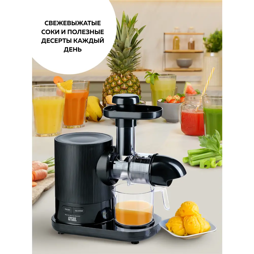 Фото 4 Соковыжималка шнековая Gfgril GF-J20 150 Вт пластик цвет черный