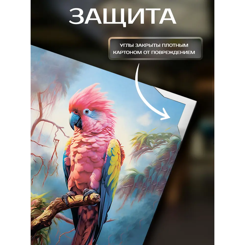 Фото 4 Картина на холсте Fbrush Персиковый попугай 40x50 см Фото 4 Картина на холсте Fbrush Персиковый попугай 40x50 см