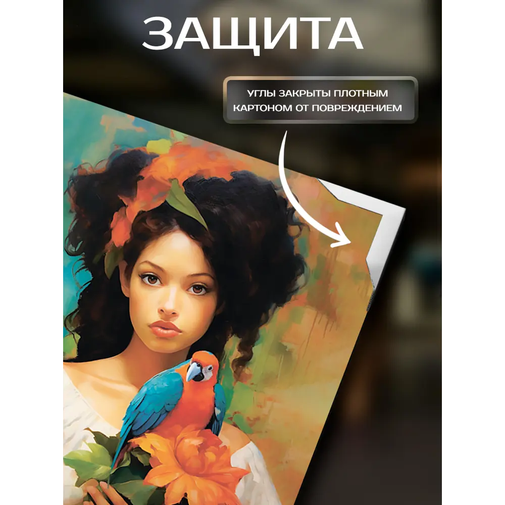 Фото 4 Картина на холсте Fbrush Девушка с попугаем 40x50 см Фото 4 Картина на холсте Fbrush Девушка с попугаем 40x50 см