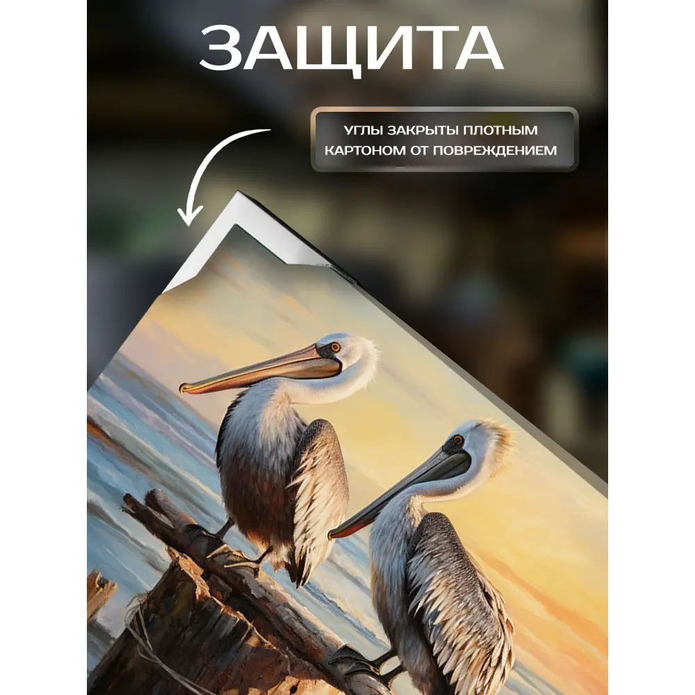 Фото 4 Картина на холсте Fbrush Два пеликана 50x40 см Фото 4 Картина на холсте Fbrush Два пеликана 50x40 см