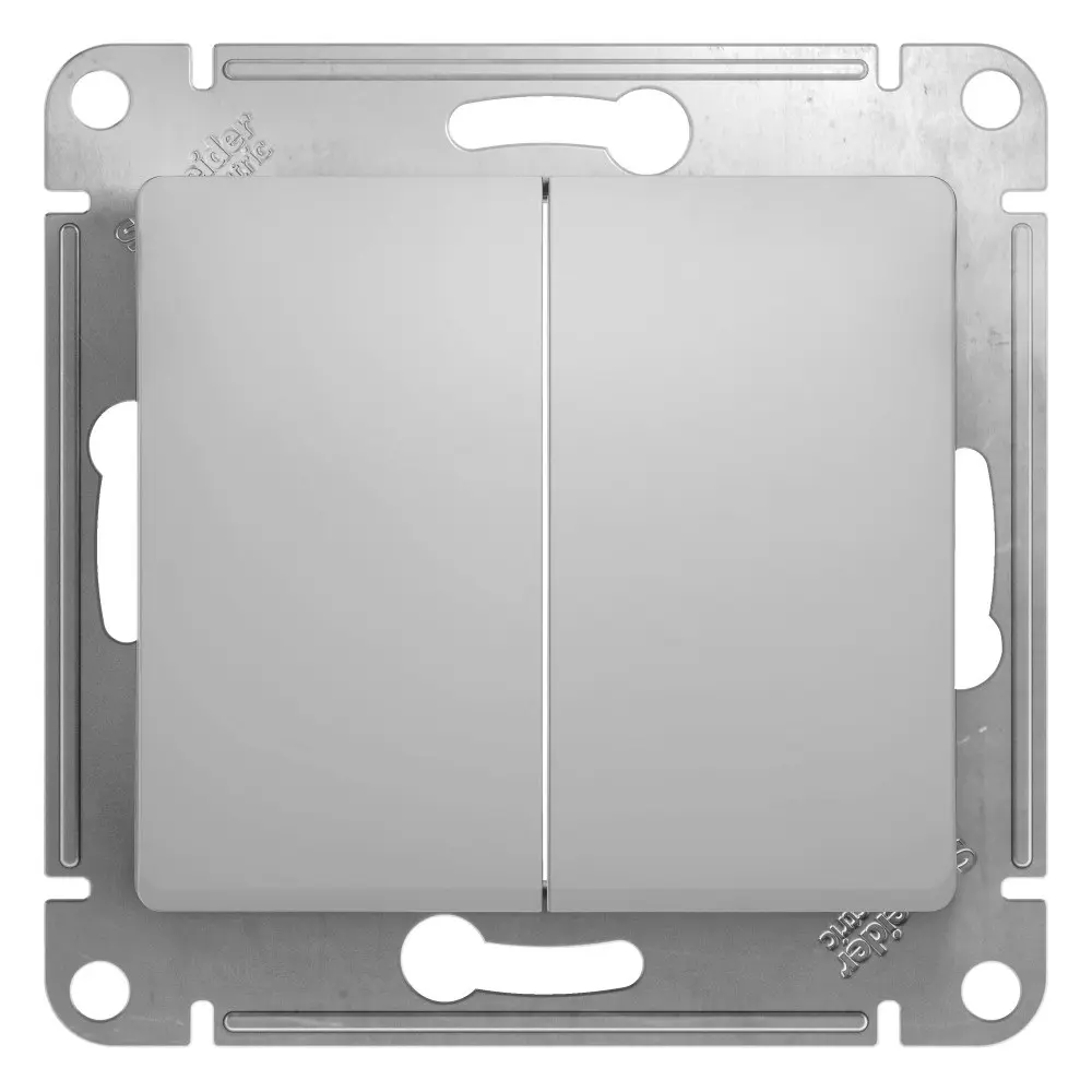 Фото Выключатель встраиваемый Systeme electric Glossa GSL000351 2 клавиши цвет алюминий Фото Выключатель встраиваемый Systeme electric Glossa GSL000351 2 клавиши цвет алюминий