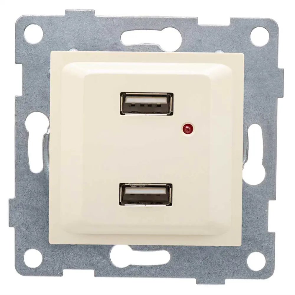 Фото Розетка двойная USB встраиваемая Gusi Electric Ugra цвет бежевый Фото Розетка двойная USB встраиваемая Gusi Electric Ugra цвет бежевый