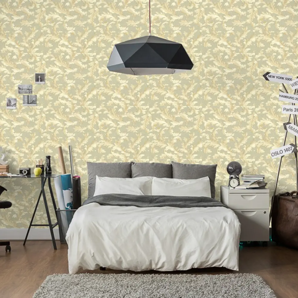 Фото 4 Обои виниловые Aura Brocade зелёные 0.53 м FD20889 (2601-20889) Фото 4 Обои виниловые Aura Brocade зелёные 0.53 м FD20889 (2601-20889)