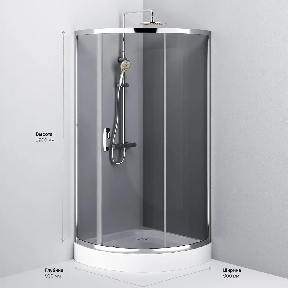 Фото 3 Душевой уголок Am.pm W83G-315-090CG64 1/4 круга 90x90см хромированный профиль эффект стекла тонированный Фото 3 Душевой уголок Am.pm W83G-315-090CG64 1/4 круга 90x90см хромированный профиль эффект стекла тонированный