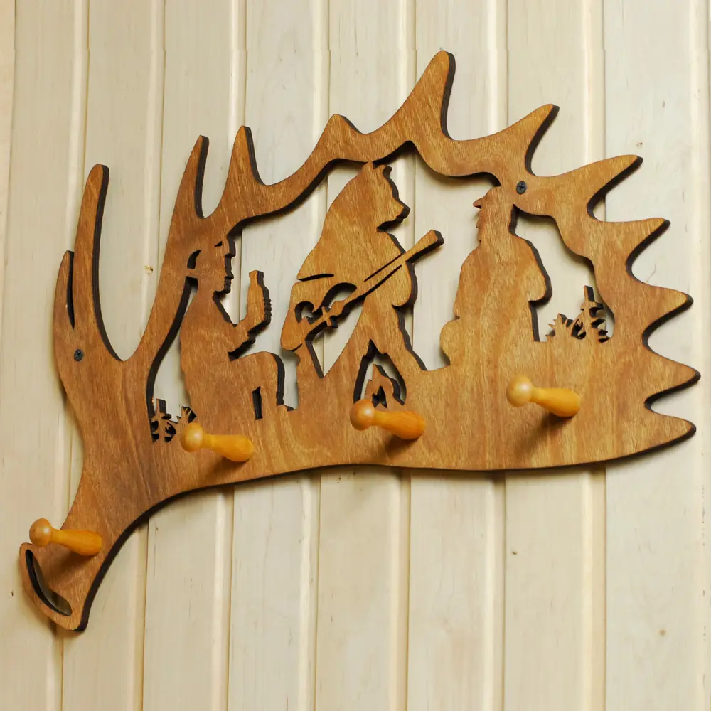 Фото 2 Настенная вешалка С легким паром Посиделки 60x34x7 см крючка цвет коричневый