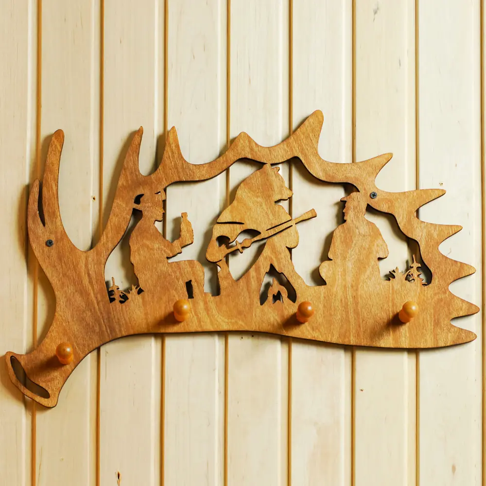 Фото Настенная вешалка С легким паром Посиделки 60x34x7 см крючка цвет коричневый