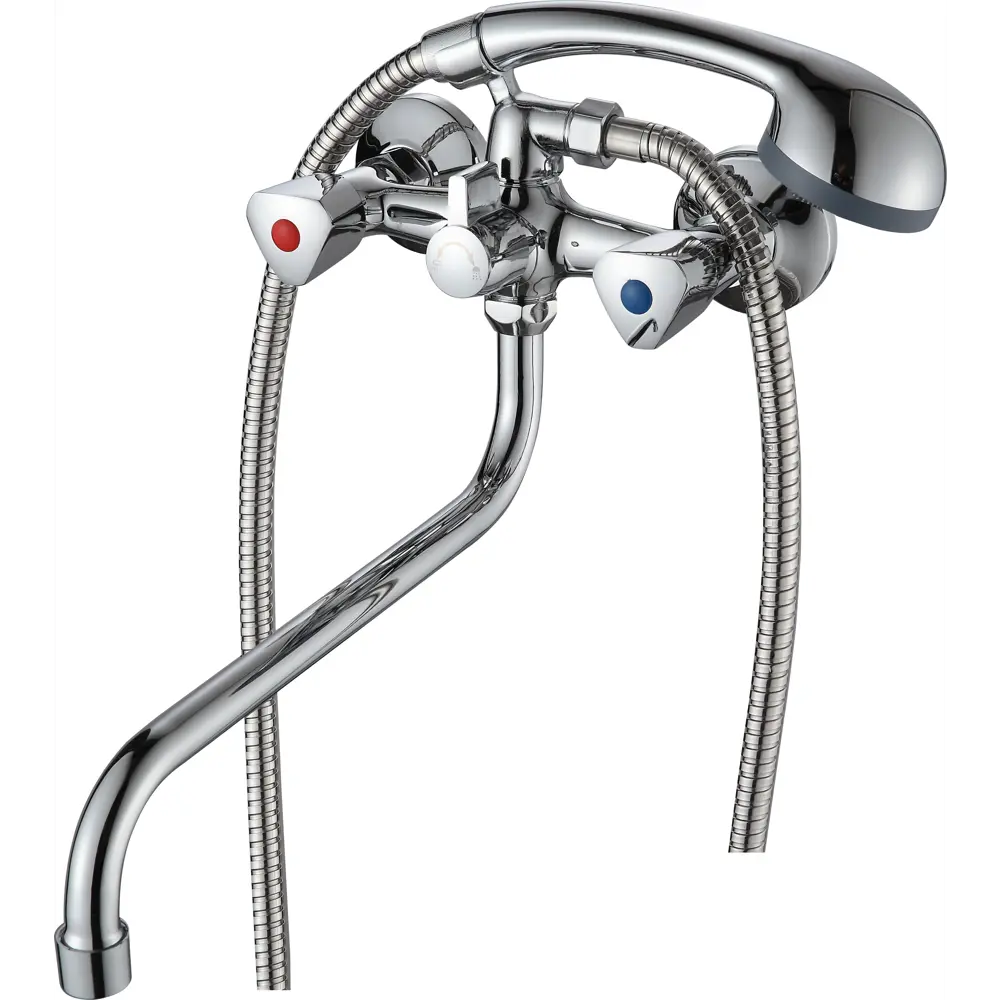 Фото Смеситель для ванны ЦЕ-2781361917 двухвентильный с душевой лейкой цвет серебристый Фото Смеситель для ванны ЦЕ-2781361917 двухвентильный с душевой лейкой цвет серебристый