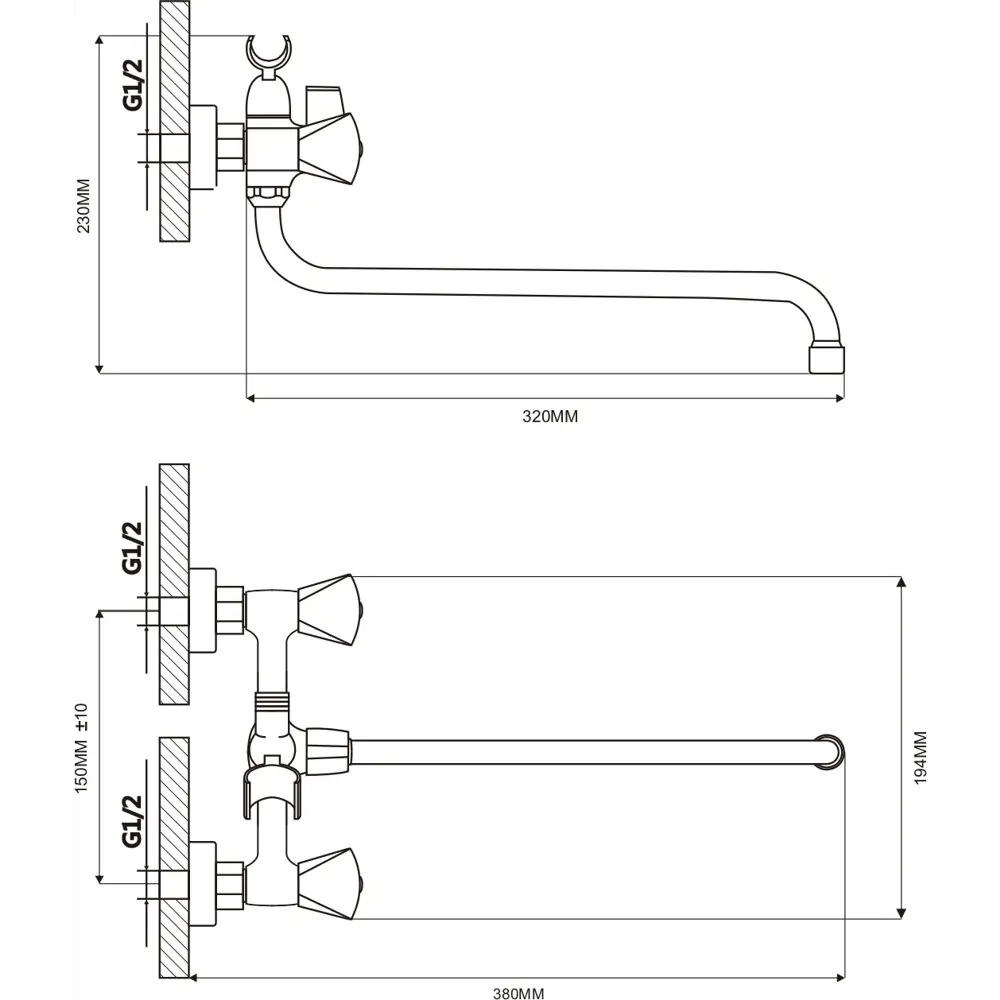 Фото 2 Смеситель для ванны ЦЕ-2781361917 двухвентильный с душевой лейкой цвет серебристый Фото 2 Смеситель для ванны ЦЕ-2781361917 двухвентильный с душевой лейкой цвет серебристый