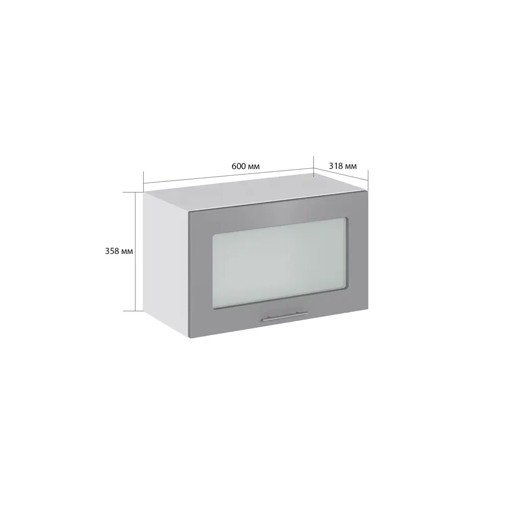 Фото Навесной шкаф со стеклом Сурская мебель Валерия 60x35.8x31.8 см ЛДСП цвет монблан софт