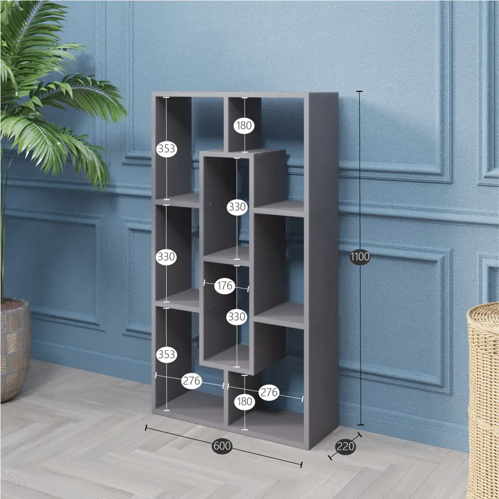 Фото 2 Стеллаж Velardy 60x110x22 см нагрузка до 5 кг ЛДСП цвет графит Фото 2 Стеллаж Velardy 60x110x22 см нагрузка до 5 кг ЛДСП цвет графит