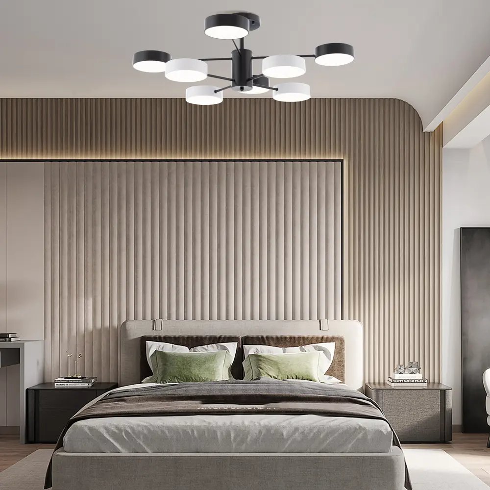 Фото 2 Люстра на штанге светодиодная Arte Perfetto Luce 3325.7201.8b.bk-wh 16 м² нейтральный белый свет цвет черный Фото 2 Люстра на штанге светодиодная Arte Perfetto Luce 3325.7201.8b.bk-wh 16 м² нейтральный белый свет цвет черный