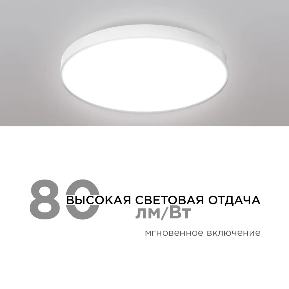 Фото 5 Светильник настенно-потолочный светодиодный Apeyron 18-142 8 м² нейтральный белый свет цвет белый Фото 5 Светильник настенно-потолочный светодиодный Apeyron 18-142 8 м² нейтральный белый свет цвет белый
