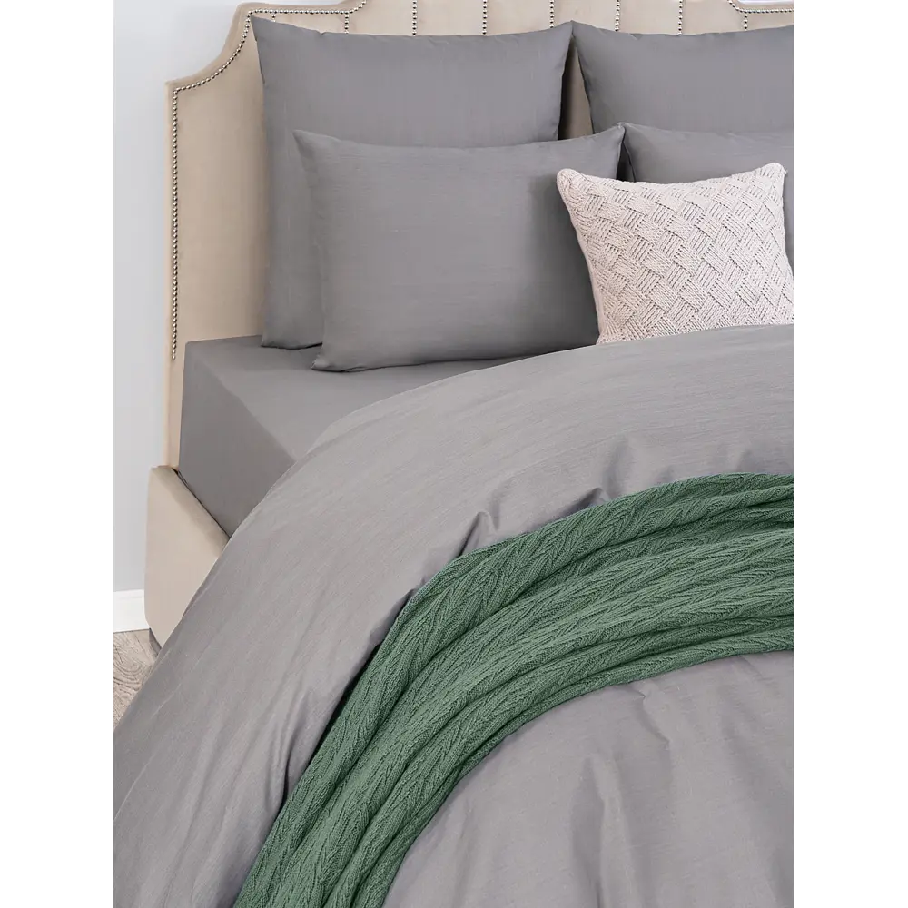 Фото 3 Простыня Sleep ix Сакаи 160x200 см серая, перкаль, на резинке Фото 3 Простыня Sleep ix Сакаи 160x200 см серая, перкаль, на резинке