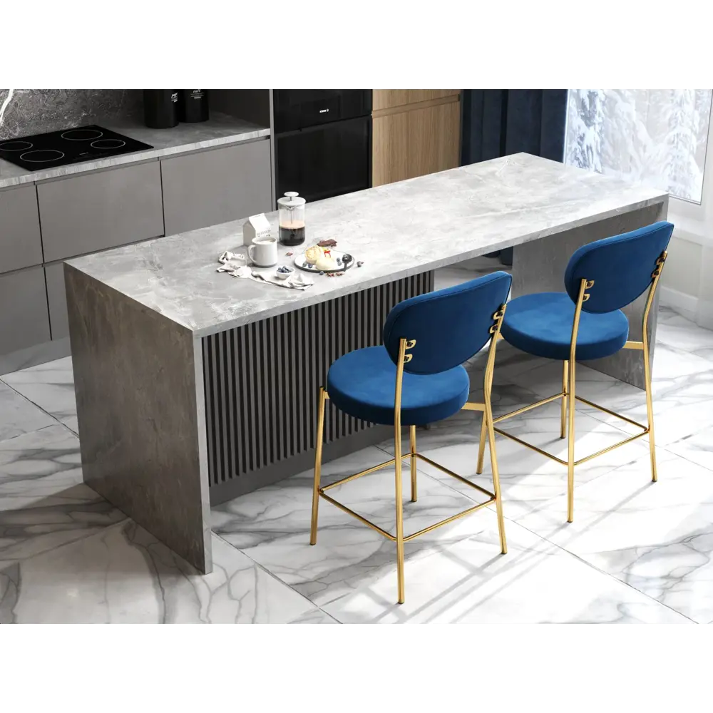 Фото 5 Полубарный стул Stool Group Барбара 48x100x53 см цвет синий/золотой Фото 5 Полубарный стул Stool Group Барбара 48x100x53 см цвет синий/золотой