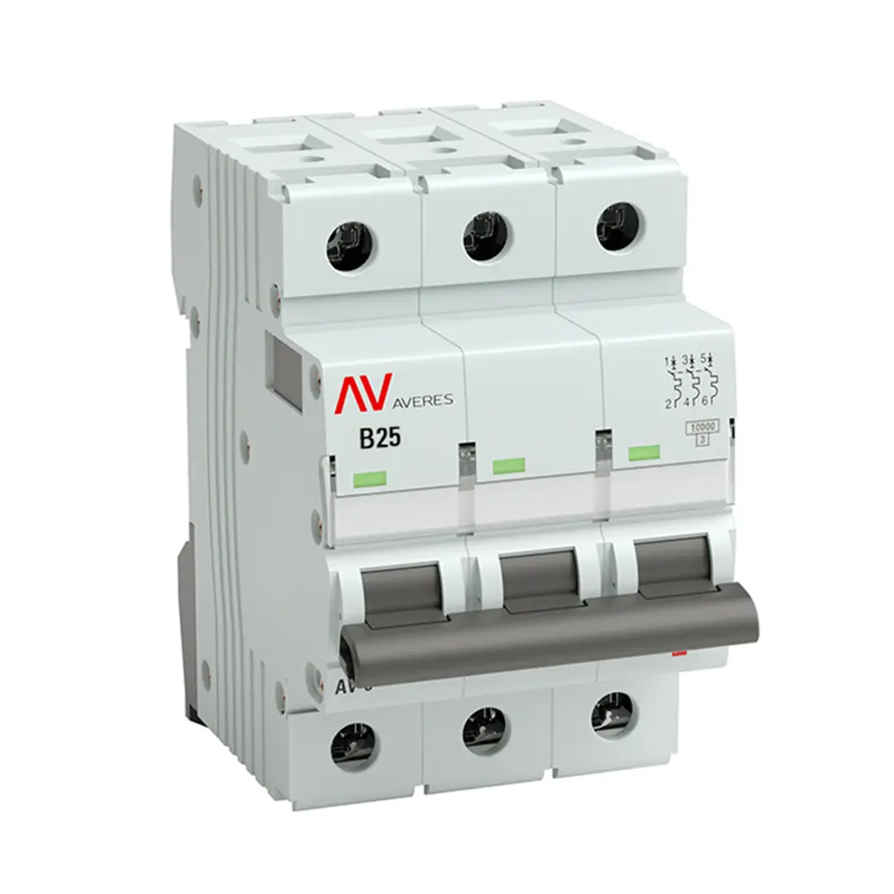 Фото 2 Автоматический выключатель Ekf Averes AV-10 3P B25 А 10 кА mcb10-3-25B-av Фото 2 Автоматический выключатель Ekf Averes AV-10 3P B25 А 10 кА mcb10-3-25B-av