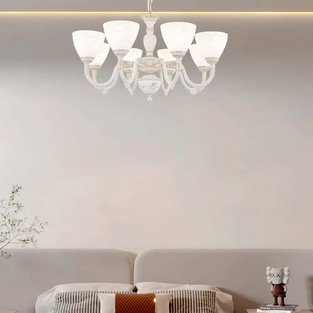 Фото 2 Люстра подвесная Arte Perfetto Luce 3334.8498.8.wt.g 8 ламп 16 м² цвет белый Фото 2 Люстра подвесная Arte Perfetto Luce 3334.8498.8.wt.g 8 ламп 16 м² цвет белый