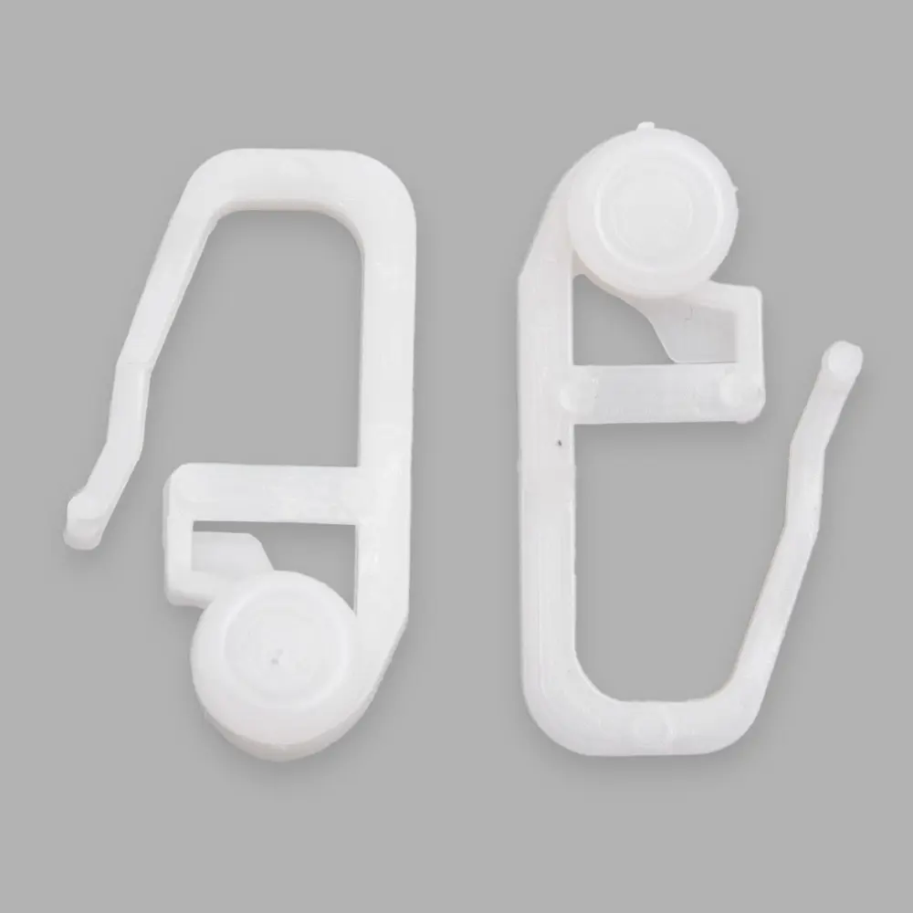 Фото Крючок-ролик пластиковый для потолочных шин 27 мм d-7 мм 100 шт Фото Крючок-ролик пластиковый для потолочных шин 27 мм d-7 мм 100 шт