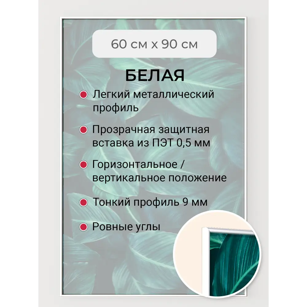 Фото 2 Рамка Первое ателье Niel-2wg-60x90 см, алюминий, цвет белый Фото 2 Рамка Первое ателье Niel-2wg-60x90 см, алюминий, цвет белый