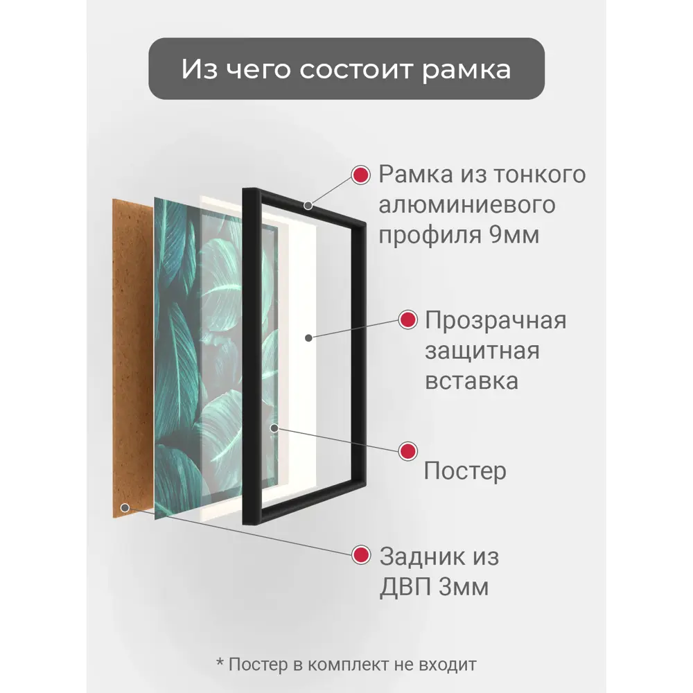 Фото 5 Рамка Первое ателье Niel-2nm-60x60 см, алюминий, цвет черный Фото 5 Рамка Первое ателье Niel-2nm-60x60 см, алюминий, цвет черный