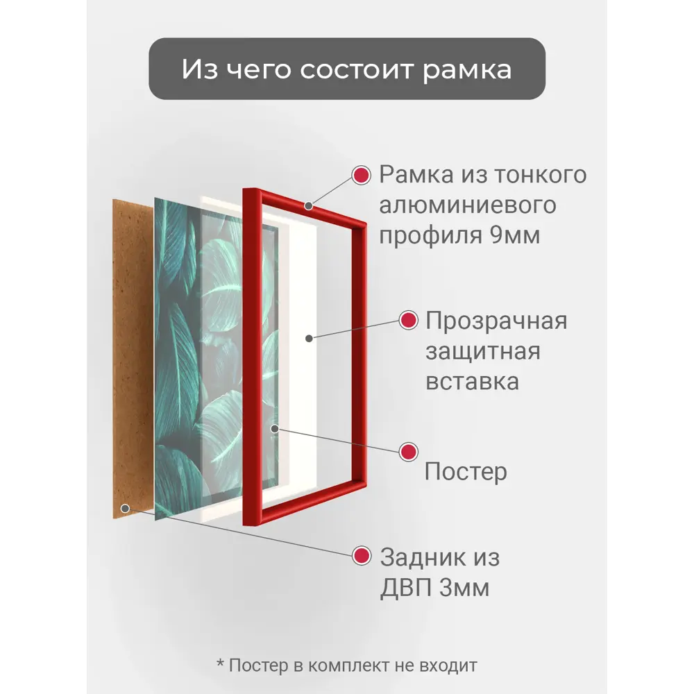 Фото 5 Рамка Первое ателье Niel-2rg-40x40 см, алюминий, цвет красный Фото 5 Рамка Первое ателье Niel-2rg-40x40 см, алюминий, цвет красный