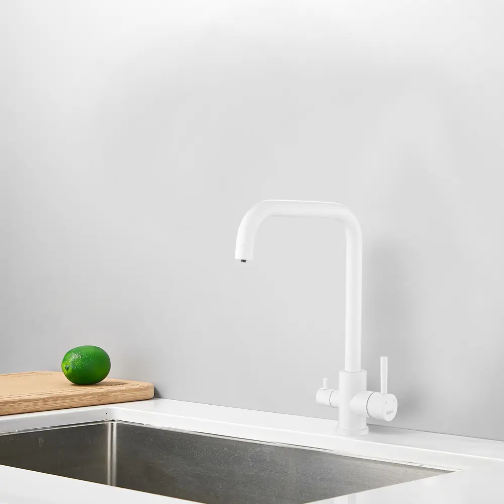 Фото 3 Смеситель для кухни однорычажный Haiba HB820-8 излив 20.5 см цвет белый Фото 3 Смеситель для кухни однорычажный Haiba HB820-8 излив 20.5 см цвет белый