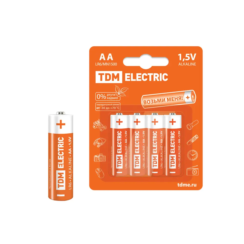 Фото Батарейка Tdm electric LR6 AA алкалиновая 4 шт. Фото Батарейка Tdm electric LR6 AA алкалиновая 4 шт.