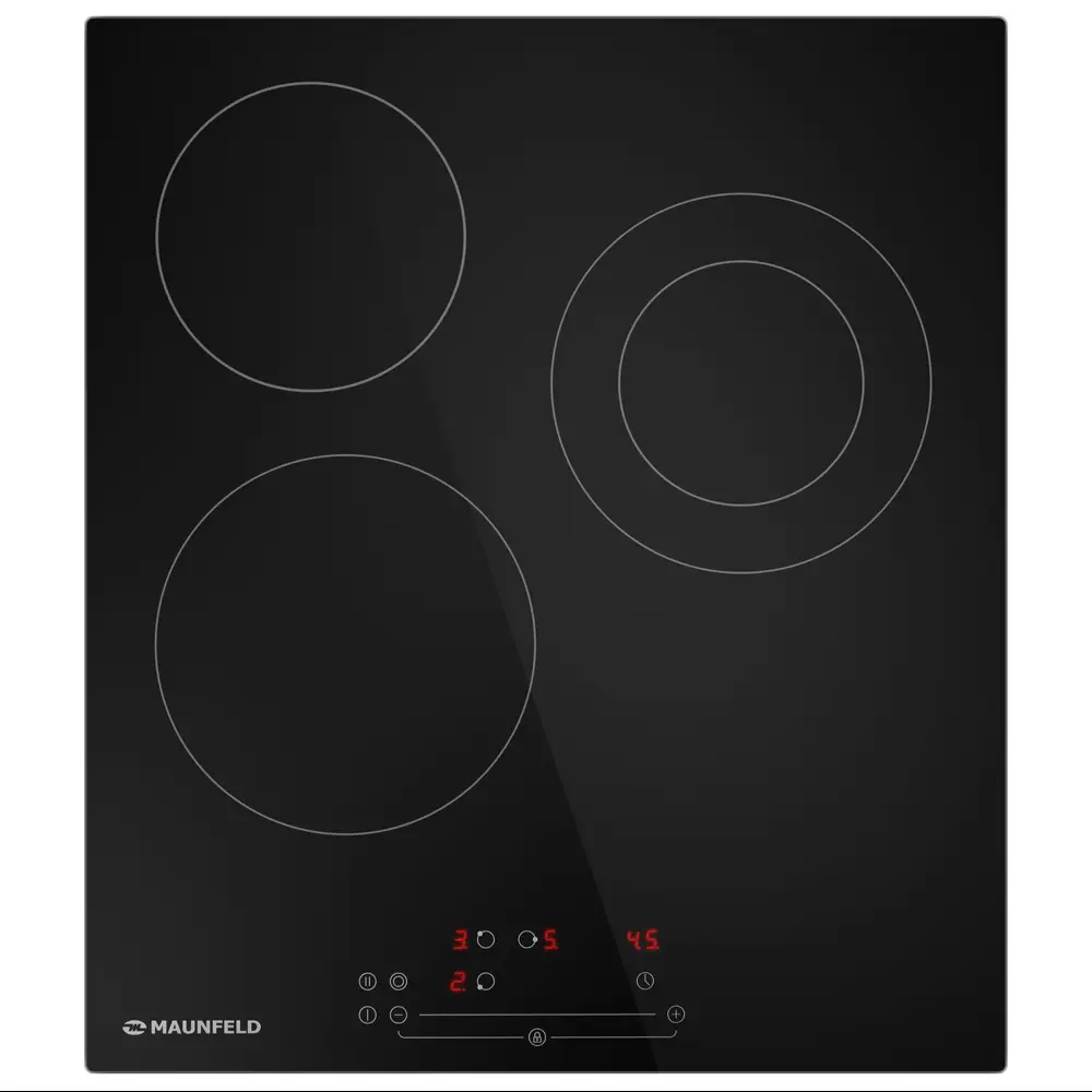 Фото Стеклокерамическая варочная панель Maunfeld EVCE.453.D-BK 45 см 3 конфорки цвет черный