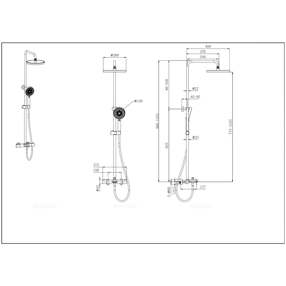 Фото 2 Душевая система AQUATEK 3jet AQ2043CR термостатическая цвет хром Фото 2 Душевая система AQUATEK 3jet AQ2043CR термостатическая цвет хром