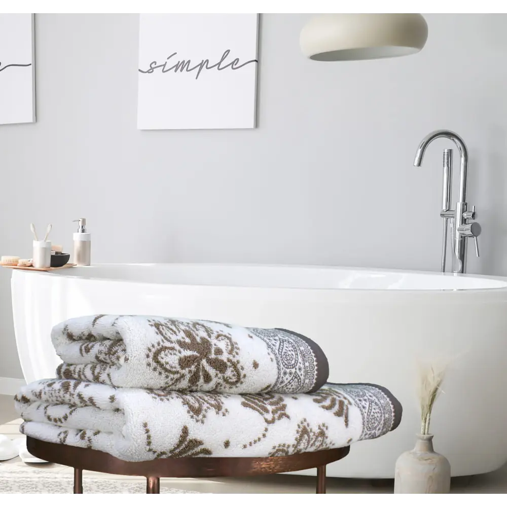 Фото 3 Полотенце Arya home Diana для ванной 70x140 см цвет белый Фото 3 Полотенце Arya home Diana для ванной 70x140 см цвет белый
