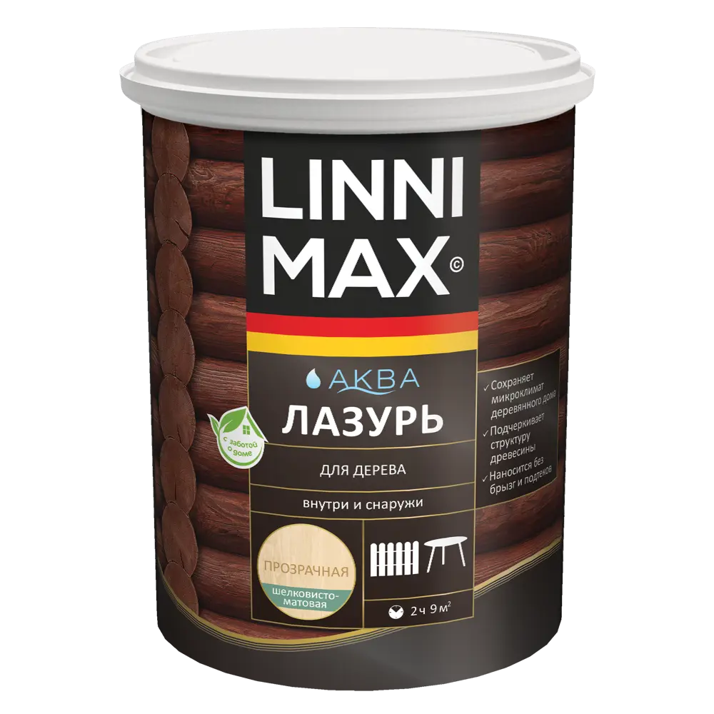 Фото 2 Лазурь для дерева Linnimax полуматовая прозрачная 0.9 л Фото 2 Лазурь для дерева Linnimax полуматовая прозрачная 0.9 л