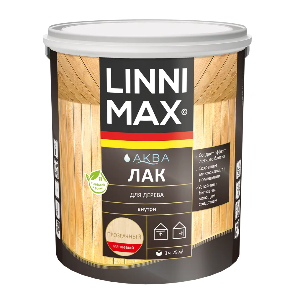 Фото 2 Лак для дерева Linnimax глянцевый прозрачный 2.5 л Фото 2 Лак для дерева Linnimax глянцевый прозрачный 2.5 л