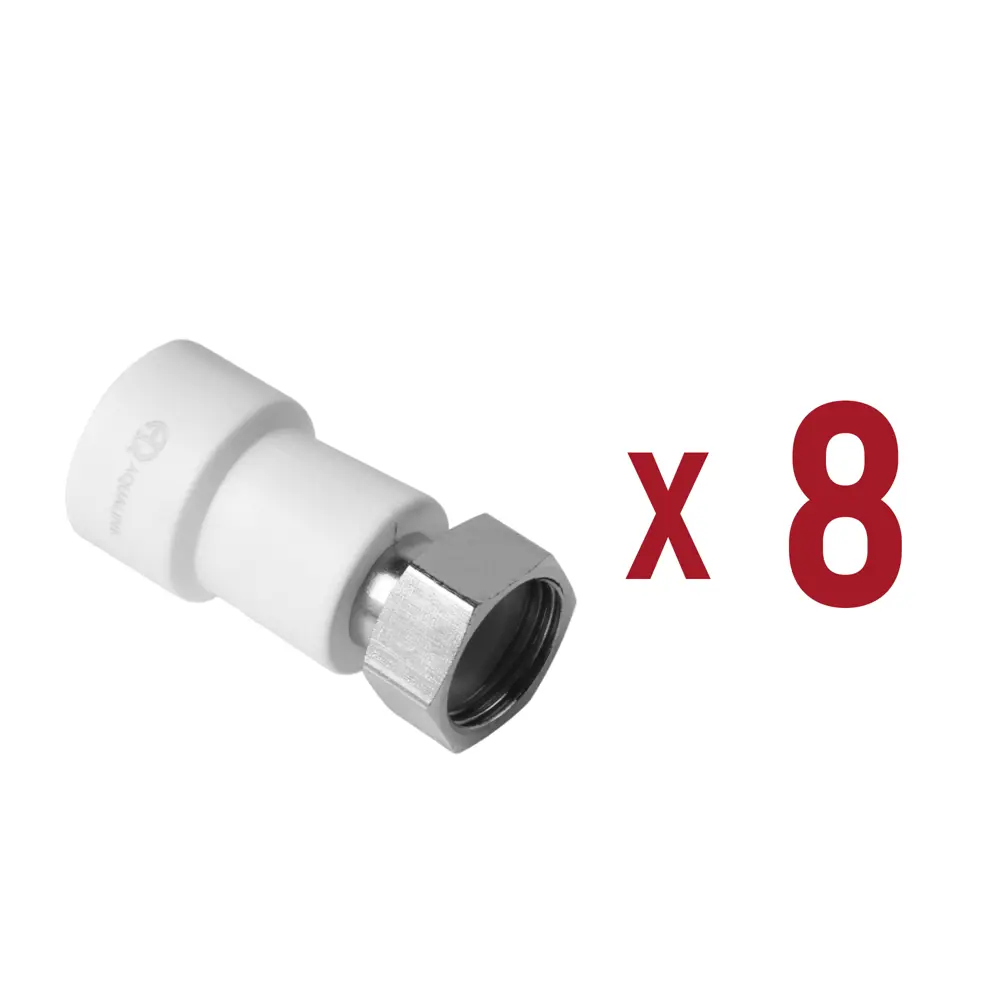 Фото Муфта комбинированная Aqualink 1/2"x20 мм ВП-ВР полипропилен 8 шт k16612 Фото Муфта комбинированная Aqualink 1/2"x20 мм ВП-ВР полипропилен 8 шт k16612
