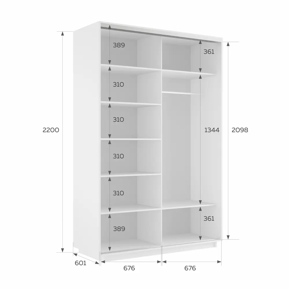 Фото 5 Шкаф-купе Мебельная компания Е1 Медиум 220x140x60 см ЛДСП цвет белый Фото 5 Шкаф-купе Мебельная компания Е1 Медиум 220x140x60 см ЛДСП цвет белый
