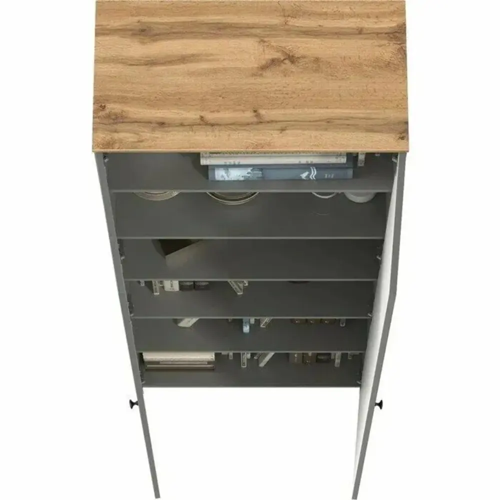 Фото 5 Шкаф распашной Mobi 80x229.8x41.8 см ЛДСП цвет серый графит/дуб крафт золотой Фото 5 Шкаф распашной Mobi 80x229.8x41.8 см ЛДСП цвет серый графит/дуб крафт золотой