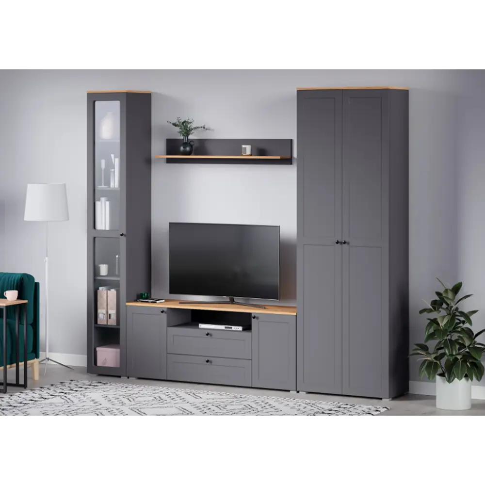 Фото 10 Шкаф распашной Mobi 80x229.8x41.8 см ЛДСП цвет серый графит/дуб крафт золотой Фото 10 Шкаф распашной Mobi 80x229.8x41.8 см ЛДСП цвет серый графит/дуб крафт золотой