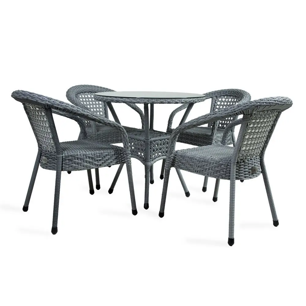 Фото 2 Садовая мебель для обеда Aiko Deco искусственный цвет ротанг серый 5 предметов Фото 2 Садовая мебель для обеда Aiko Deco искусственный цвет ротанг серый 5 предметов