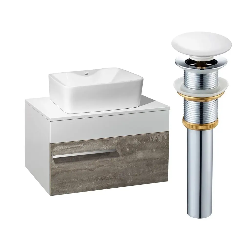 Фото Тумба под раковину в ванную комнату Runo Вудлайн 00-00001341_Lavello/вып 65см подвесная с раковиной цвет железный камень Фото Тумба под раковину в ванную комнату Runo Вудлайн 00-00001341_Lavello/вып 65см подвесная с раковиной цвет железный камень