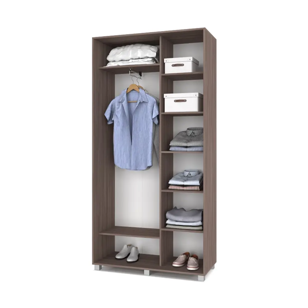 Фото 2 Шкаф-купе с зеркалом МФ Модерн 220x110x45 см 7 полок ЛДСП цвет ясень шимо темный светлый