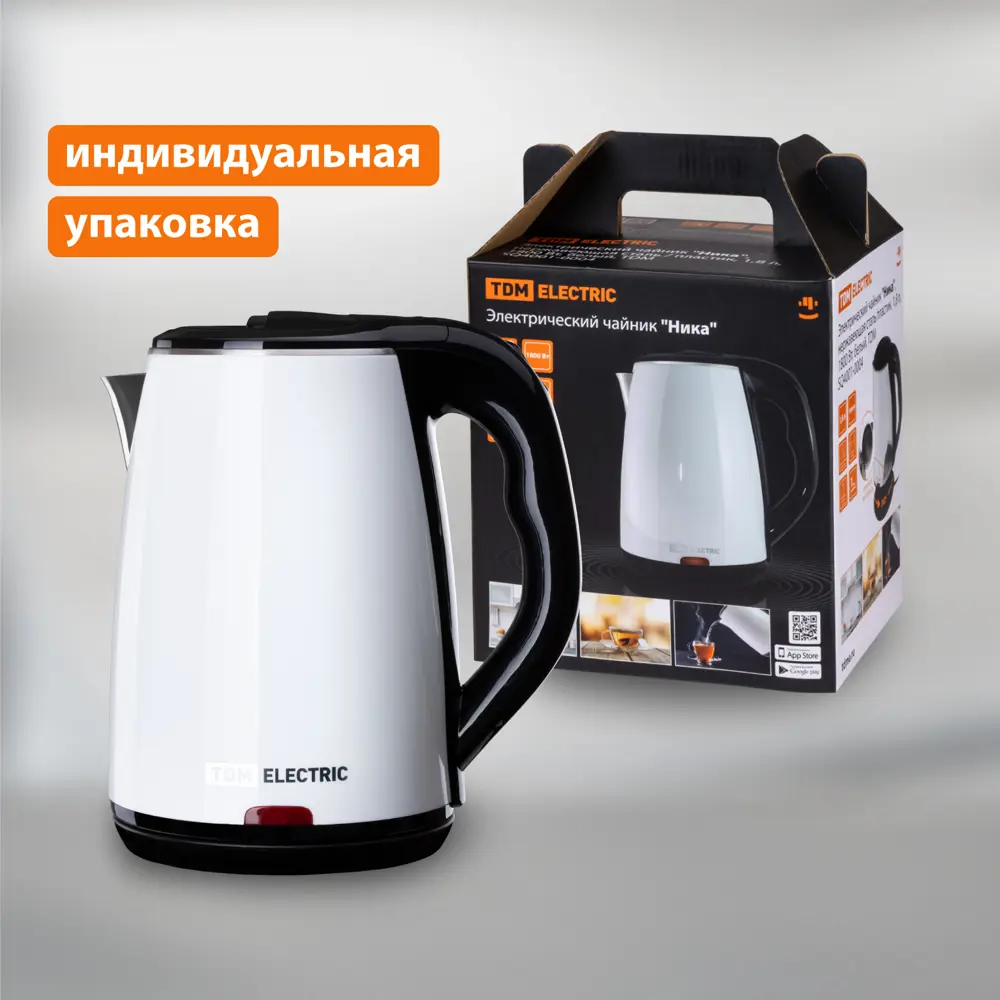 Фото 6 Электрический чайник Tdm electric Ника 1.8 л нержавеющая сталь цвет белый
