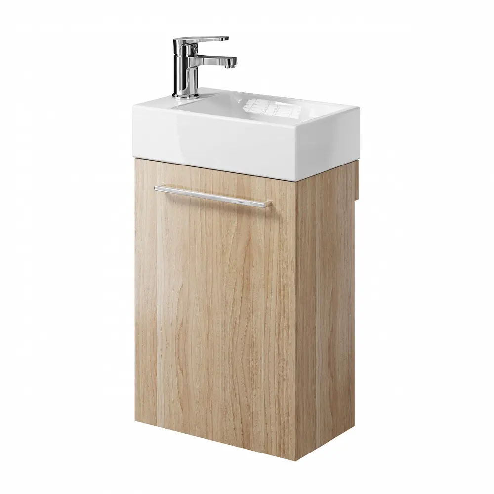 Фото 2 Тумба под раковину Trende Brise TRE15-1418-1419S + 1418-001-0126 подвесная 37см цвет коричневый, с раковиной Фото 2 Тумба под раковину Trende Brise TRE15-1418-1419S + 1418-001-0126 подвесная 37см цвет коричневый, с раковиной