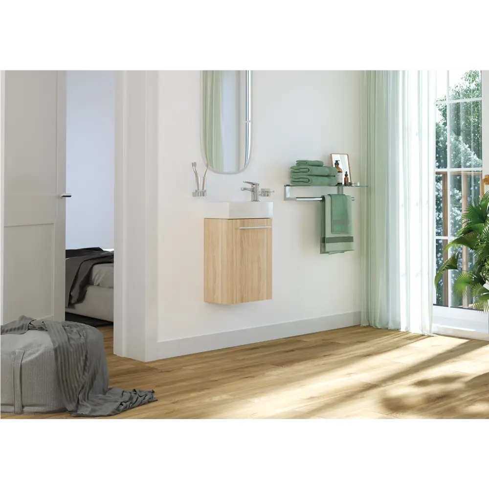 Фото 3 Тумба под раковину Trende Brise TRE15-1418-1419S + 1418-001-0126 подвесная 37см цвет коричневый, с раковиной Фото 3 Тумба под раковину Trende Brise TRE15-1418-1419S + 1418-001-0126 подвесная 37см цвет коричневый, с раковиной