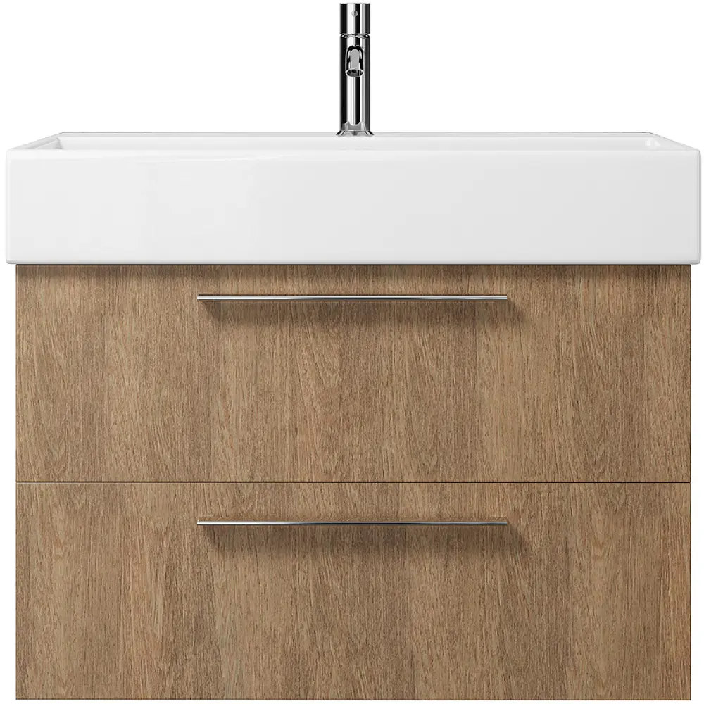 Фото Тумба под раковину Trende Jaspis TRE8-1377BA + 1377-001-0126 подвесная 81см цвет коричневый, с раковиной